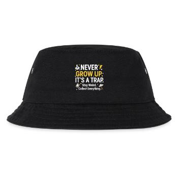 Grow Up Kidult Retro Sammler - Kinder Bucket Hat - Schwarz - Vorne