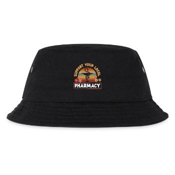 Retro-unterstützung Für Ihre Lokale Apotheke - Kinder Bucket Hat - Schwarz - Vorne
