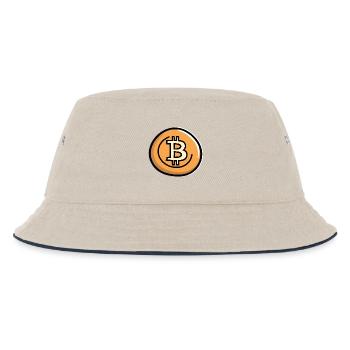 Bitcoin Münzkunst Emblem - Kinder Bucket Hat - Natur/Navy - Vorne