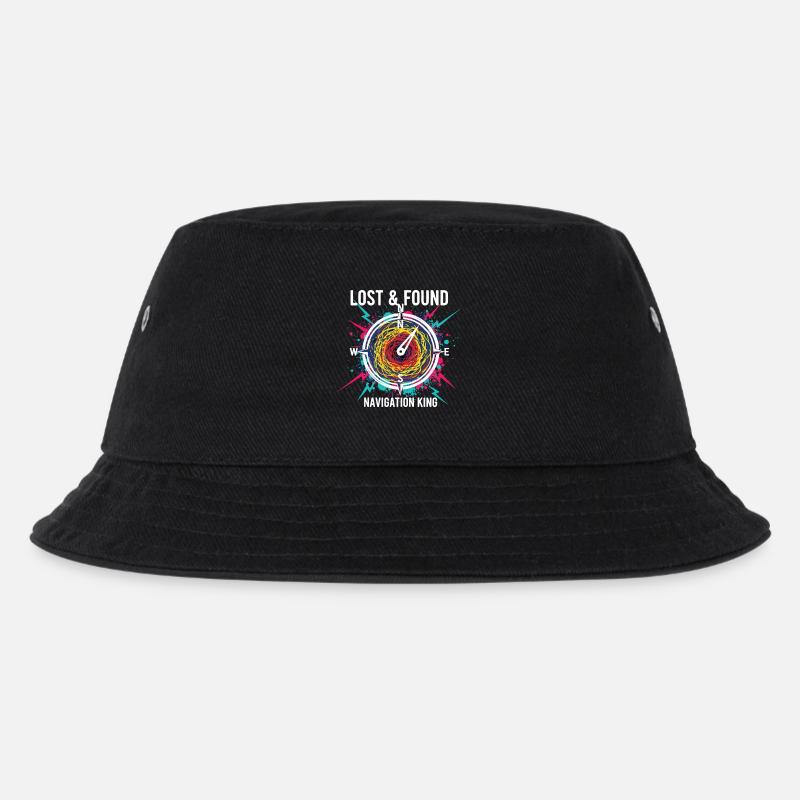 Lost & Found Compass Navigation King - Kids’ Bucket Hat - black