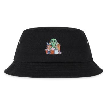 Alien Büroheld Recycling Chaos - Kinder Bucket Hat - Schwarz - Vorne