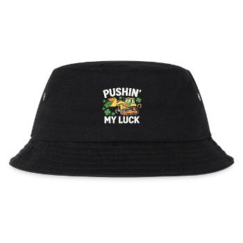 Pushin’ My Luck Funny St Patrick’s Bulldozer - Kids’ Bucket Hat - black - Front