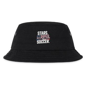 Stars Stripes Soccer – USA Fußball Fan - Kinder Bucket Hat - Schwarz - Vorne