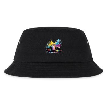 Rennwagen-Geschwindigkeit Bunte Splash-Art-Rennfahrer - Kinder Bucket Hat - Schwarz - Vorne