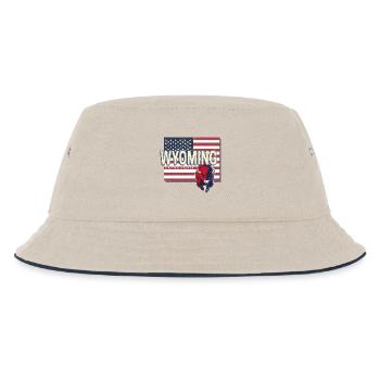 Wyoming Vereinigte Staaten Retro Landkarte USA - Kinder Bucket Hat - Natur/Navy - Vorne