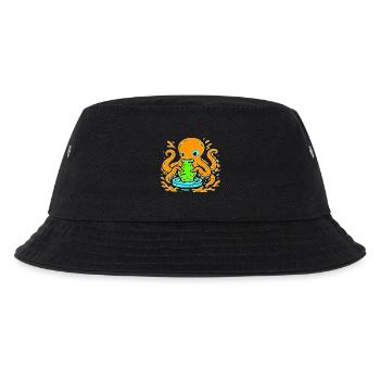 Orange Octopus Pop Art mit Vase - Kinder Bucket Hat - Schwarz - Vorne
