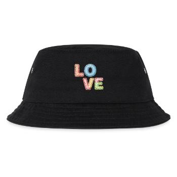 Love Patchwork Design Bunte Stoffflicken - Kinder Bucket Hat - Schwarz - Vorne