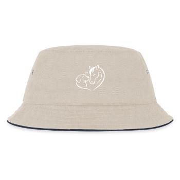 Pferd Hund Herz Liebe Team - Kinder Bucket Hat - Natur/Navy - Vorne