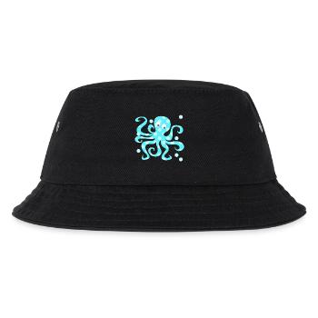 Oktopus Tintenfisch Punkte Dots Comic Meerestier - Kinder Bucket Hat - Schwarz - Vorne