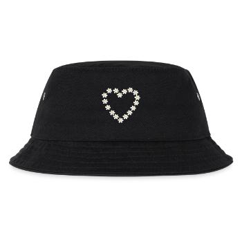 Gänseblümchen Herz Design - Kinder Bucket Hat - Schwarz - Vorne