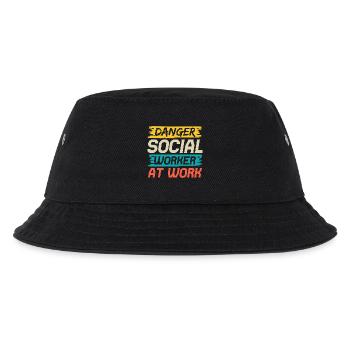 Social Worker Quote Danger Social Worker At Work - Kinder Bucket Hat - Schwarz - Vorne