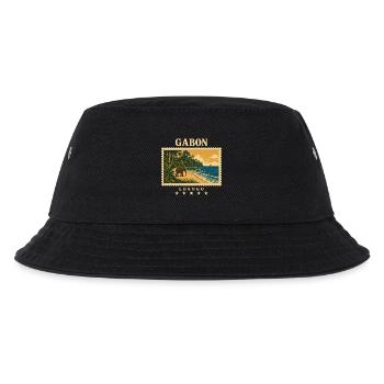 Gabun Loango Vintage Reisemarke - Kinder Bucket Hat - Schwarz - Vorne