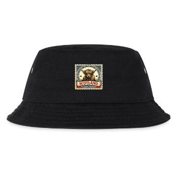 Highland Cow Scotland Vintage-Briefmarke - Kinder Bucket Hat - Schwarz - Vorne