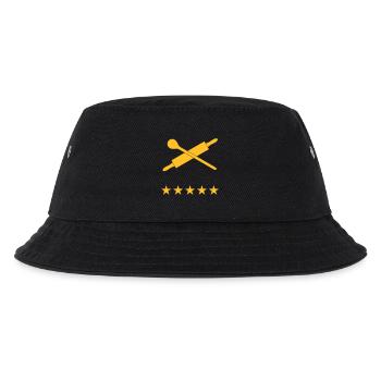 Nudelholz und Kochlöffel mit 5 Sterne, Textfeld - Kinder Bucket Hat - Schwarz - Vorne