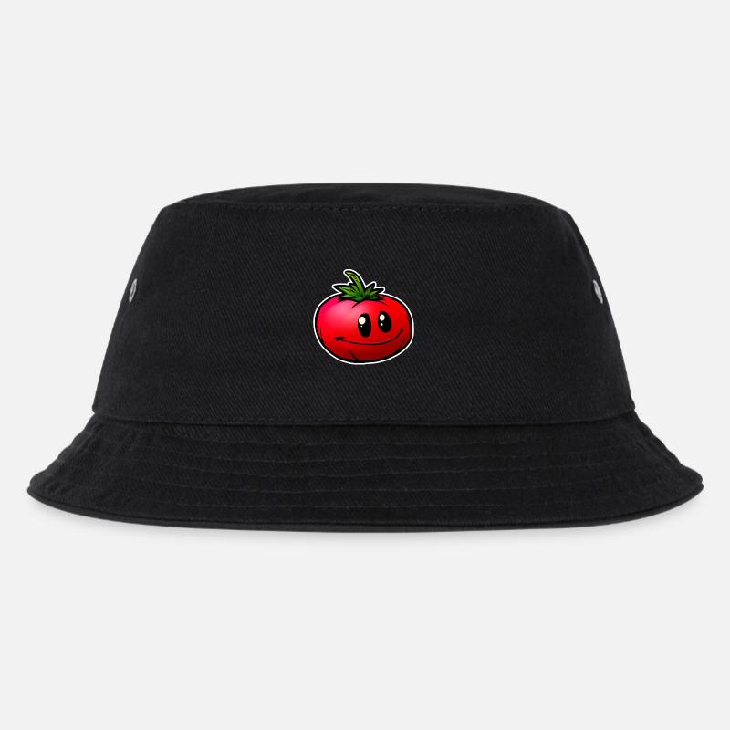 Fröhliche Cartoon Tomate Lächeln - Kinder Bucket Hat - Schwarz