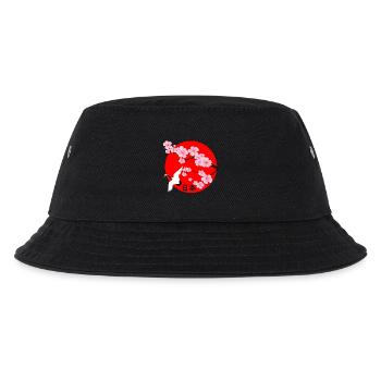 Japan Kirschblueten Kranich Japanfan Japanreise - Kinder Bucket Hat - Schwarz - Vorne