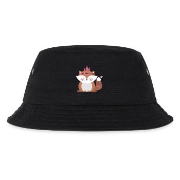 Indianer-Fuchs - Kinder Bucket Hat - Schwarz - Vorne