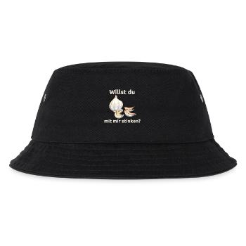 Knoblauch Knobi stinken Liebe Geschenk - Kinder Bucket Hat - Schwarz - Vorne