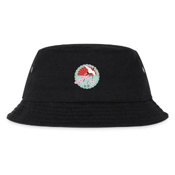 Japan Fächer auf Kirschblüten mit Kranich Rund - Kinder Bucket Hat - Schwarz - Vorne
