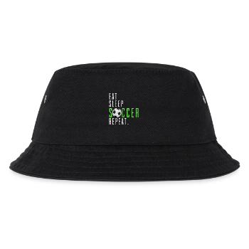 Eat Sleep Soccer Repeat Fußball Spruch Geschenk - Kinder Bucket Hat - Schwarz - Vorne