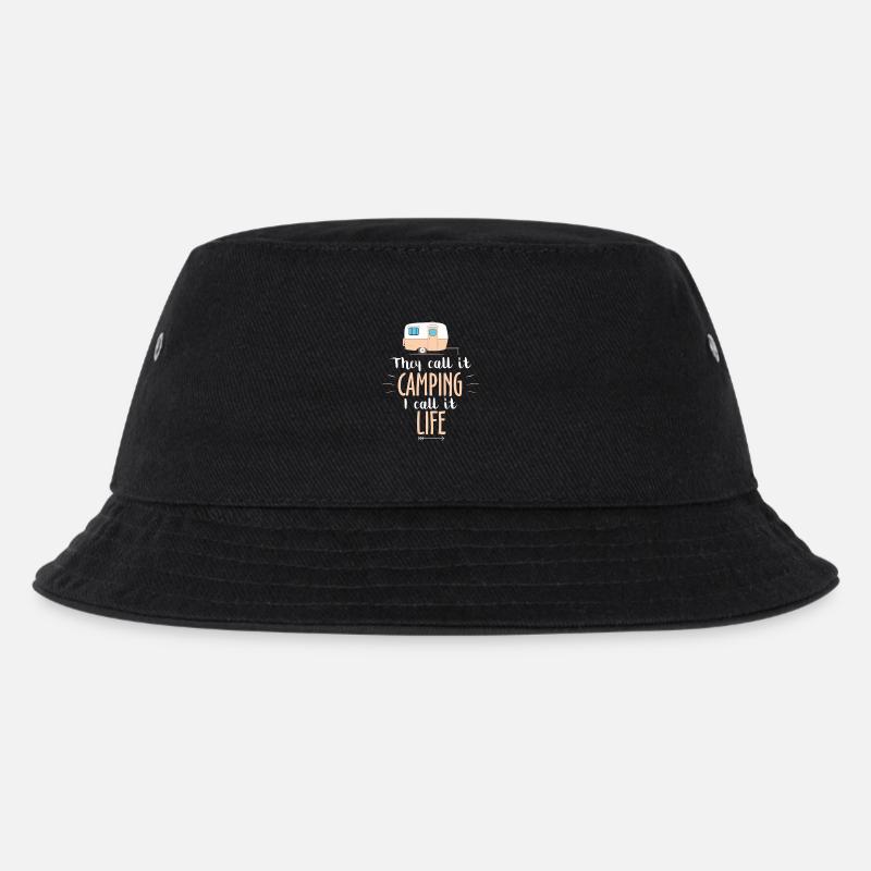 Camping Camper Geschenk Outdoor Wohnwagen - Kinder Bucket Hat - Schwarz