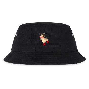 Rentier Rudolf Elch Weihnachten Rote Nase - Kinder Bucket Hat - Schwarz - Vorne