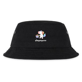 Einhorn Unicorn Einkaufen Einkaufswagen Comic süß - Kinder Bucket Hat - Schwarz - Vorne