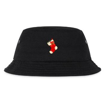 Weihnachtssocke Weihnachtsstrumpf Nikolaus Xmas - Kinder Bucket Hat - Schwarz - Vorne