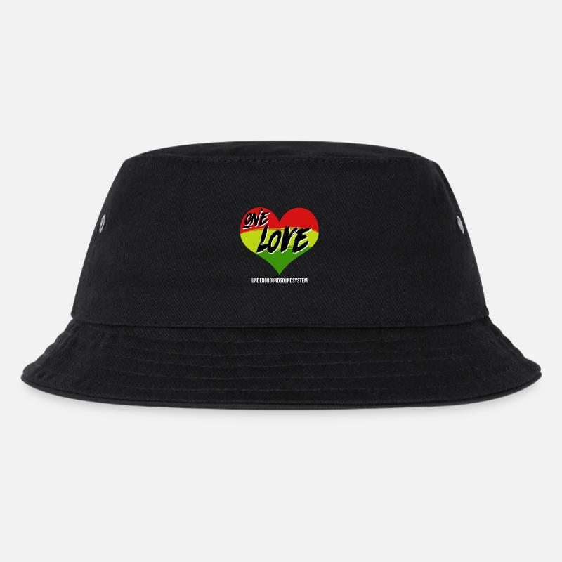 One Love Graffiti Herz Rainbow - Kinder Bucket Hat - Schwarz