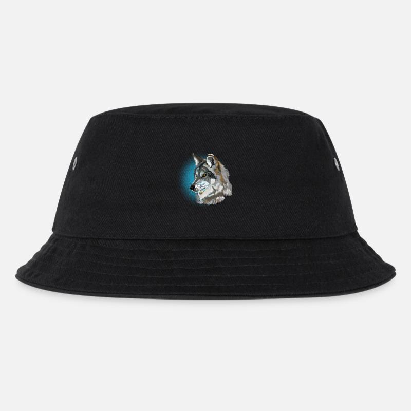 Wolf - Kinder Bucket Hat - Schwarz