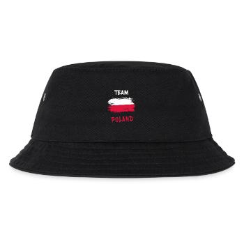 Team Polen / Flagge - Kinder Bucket Hat - Schwarz - Vorne