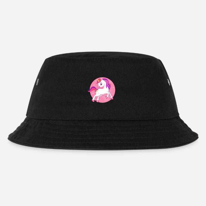 Pferd Einhorn Kinder Geschenk pink Sterne lustig - Kinder Bucket Hat - Schwarz