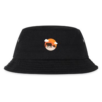Elefant Silhouette bei Sonnenuntergang Orange - Kinder Bucket Hat - Schwarz - Vorne