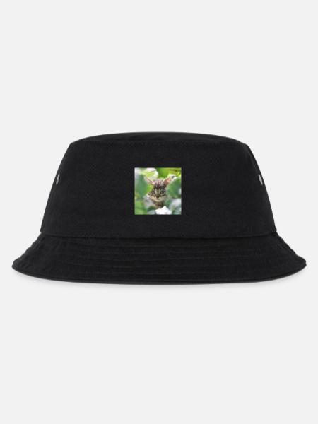 Schüchternes aber neugieriges Kätzchen - Kinder Bucket Hat - Schwarz