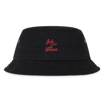 Ich bleibe zu Hause Spruch - Kinder Bucket Hat - Schwarz - Vorne
