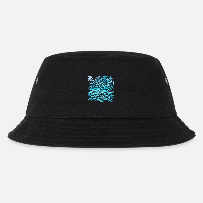 Meeresbwohner Design mit Fischen / Geschenkidee - Kinder Bucket Hat - Schwarz