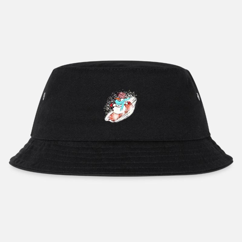 Schneemann mit Schal und Snowboard - Kinder Bucket Hat - Schwarz
