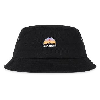 Peking China Skyline Vintage Sonnenuntergang Reise Souven - Kinder Bucket Hat - Schwarz - Vorne