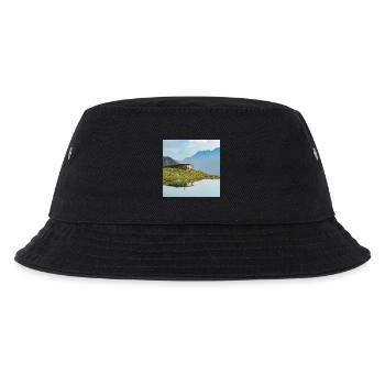 Hauerseehütte mit Bergsee und Alpenpanorama - Kinder Bucket Hat - Schwarz - Vorne