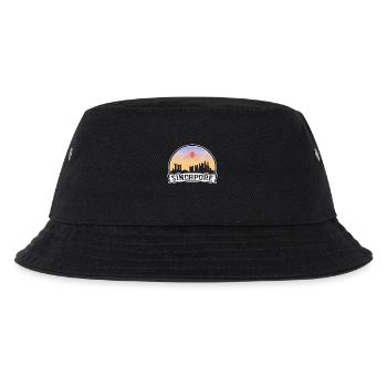 Singapore Singapore Skyline Vintage Sunset Travel - Kids’ Bucket Hat - black - Front