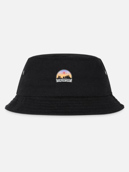 Singapur Singapur Skyline Vintage Sonnenuntergang Reisen - Kinder Bucket Hat - Schwarz