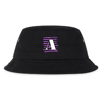black white purple stripes a - Kids’ Bucket Hat - black - Front
