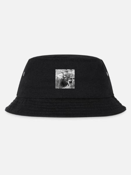 Schwarz-Weiß Fotodesign - Junges Kalb mit Charme - Kinder Bucket Hat - Schwarz