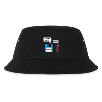 Retro Tech Vater Enthüllung - Kinder Bucket Hat - Schwarz - Vorne