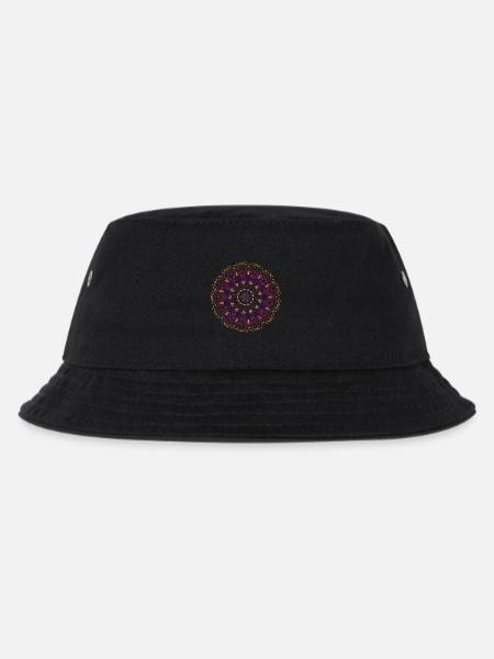 Leuchtendes Mandala in Neonfarben - Kinder Bucket Hat - Schwarz