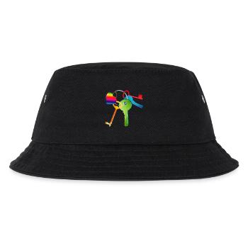 Schlüsselbund mit bunten Schlüssel und bunten Herz - Kinder Bucket Hat - Schwarz - Vorne