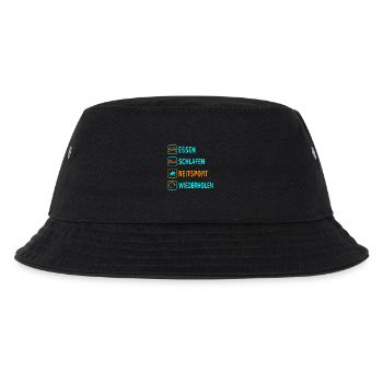 Essen. Schlafen. Reitsport. Wiederholen Design - Kinder Bucket Hat - Schwarz - Vorne