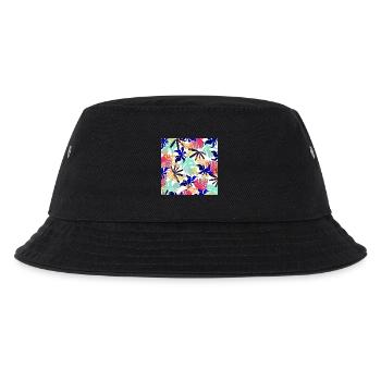 sommerpflanzen, buntes exotisches Pflanzenmuster - Kinder Bucket Hat - Schwarz - Vorne