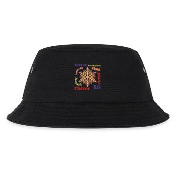winter mehrsprachig e 53 - Kinder Bucket Hat - Schwarz - Vorne