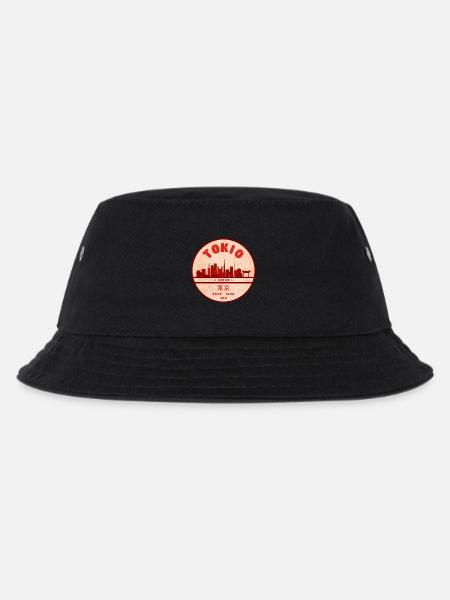 Retro Tokyo Skyline Badge - Kids’ Bucket Hat - black